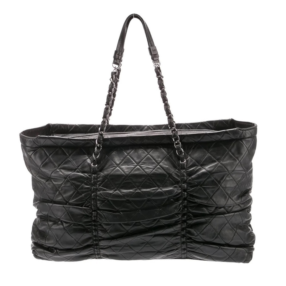 Chanel Black Quilted Lambskin Sharpei Medium East West Tote